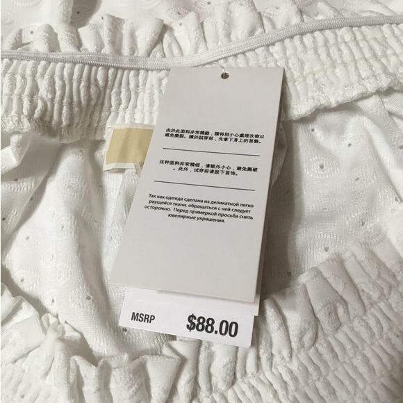 NWT Michael Kors Fashion Basics XS White Gathered Off The Shoulder Eyelet Top - Picture 6 of 9